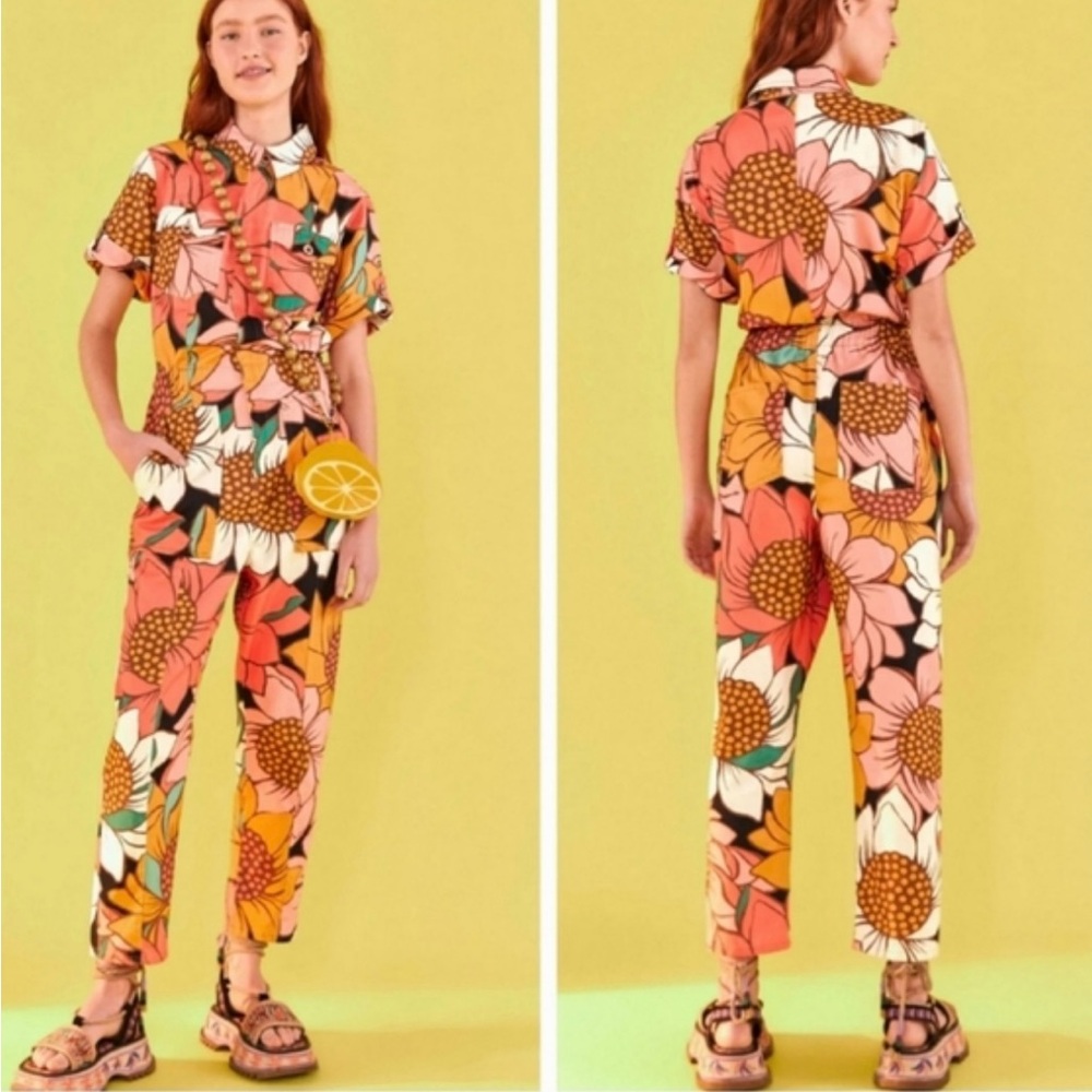 FARM Rio Vibrant Floral Jumpsuit - Pink, Orange, Yellow